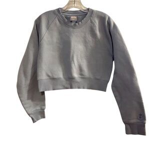 Artizia TNA Women's Cropped Fleece Sweatshirt Blue Size M Long Sleeve Casual